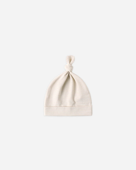 Knotted Baby Hat - Oat Micro Stripe - 0-6M
