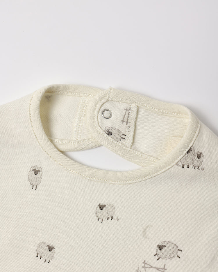 Jersey Snap Bib, 2 Pack - Sheep, Cloud Stripe