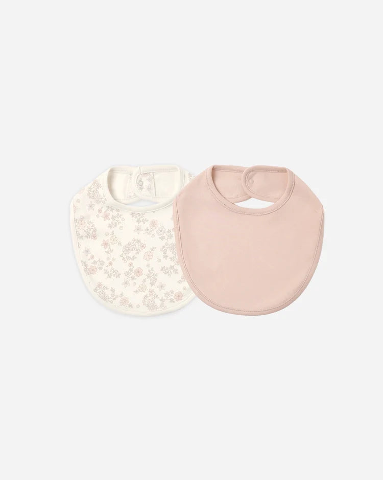 Jersey Snap Bib, 2 Pack - Floral Vine, Dusty Rose