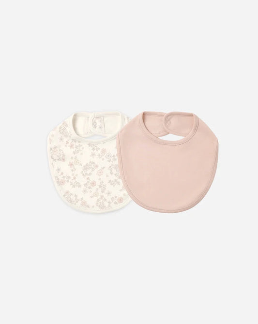 Jersey Snap Bib, 2 Pack - Floral Vine, Dusty Rose