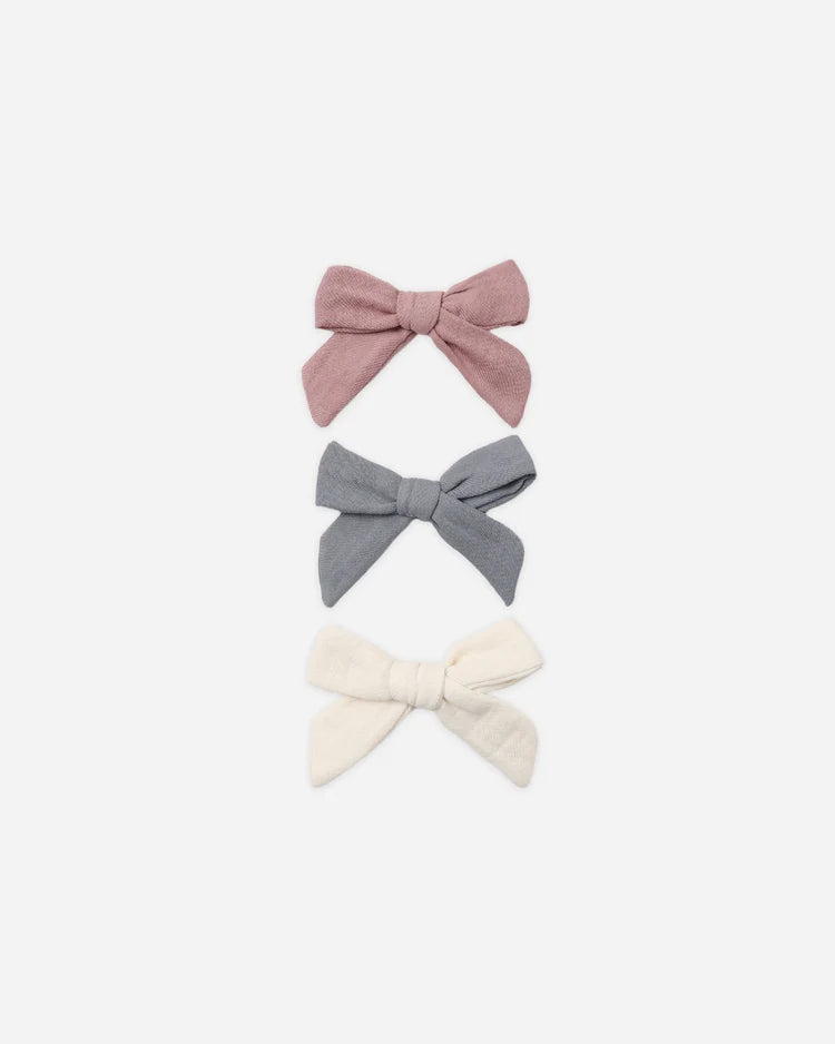 Bow W. Clip Set of 3 - Mulberry, Slate, Natural