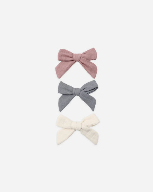 Bow W. Clip Set of 3 - Mulberry, Slate, Natural