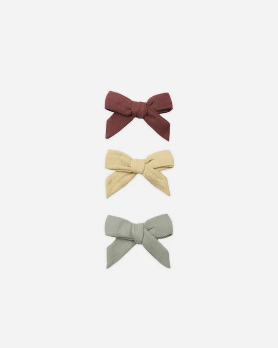 Bow W. Clip Set of 3 - Black Cherry, Butterscotch, Laurel