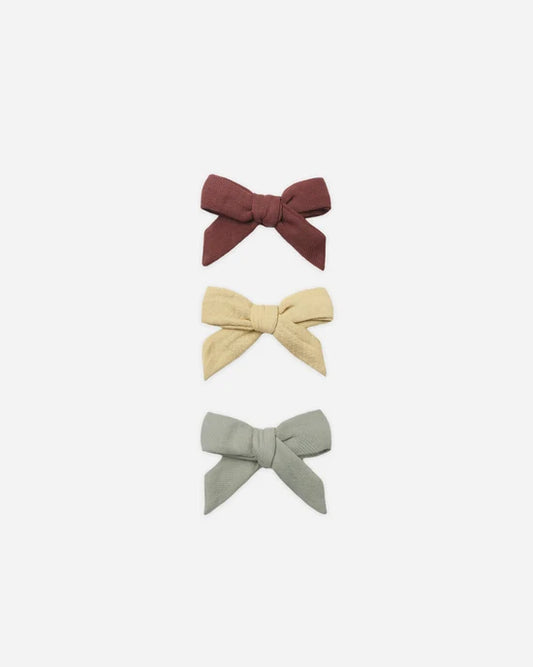 Bow W. Clip Set of 3 - Black Cherry, Butterscotch, Laurel