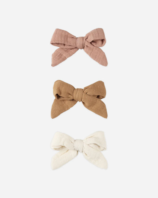 Bow W. Clip, Set of 3  - Rose/Natural/Golden