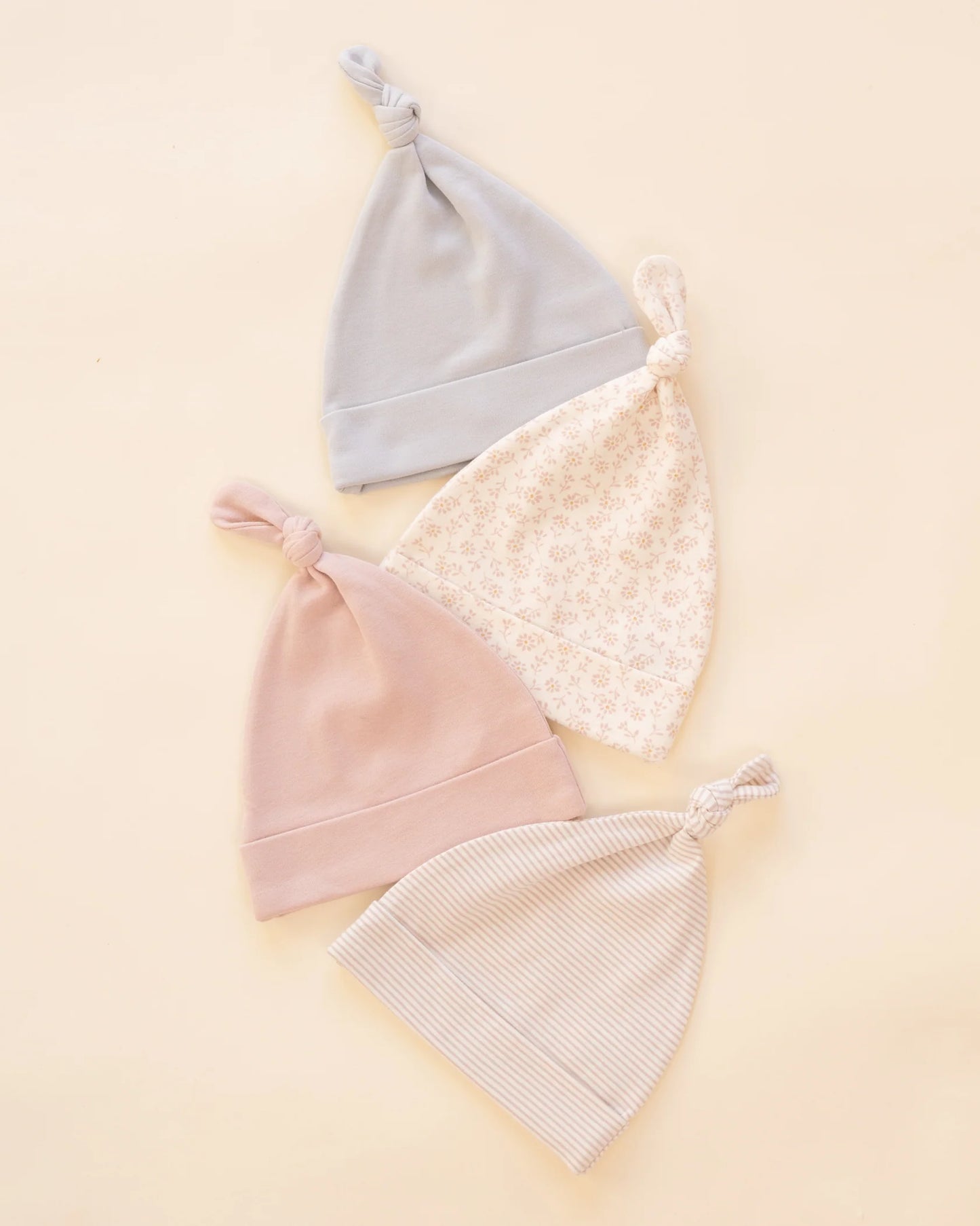 Knotted Baby Hat - Oat Micro Stripe - 0-6M