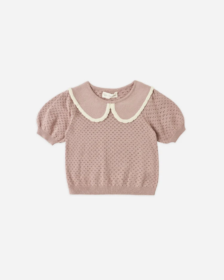 Pointelle Collared Top