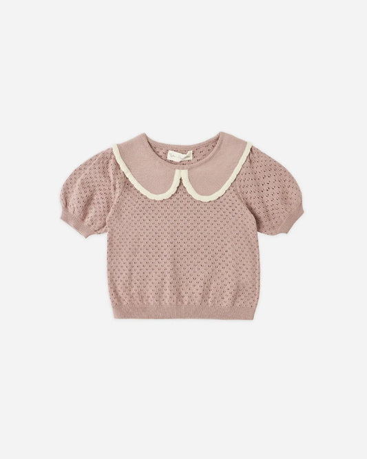 Pointelle Collared Top