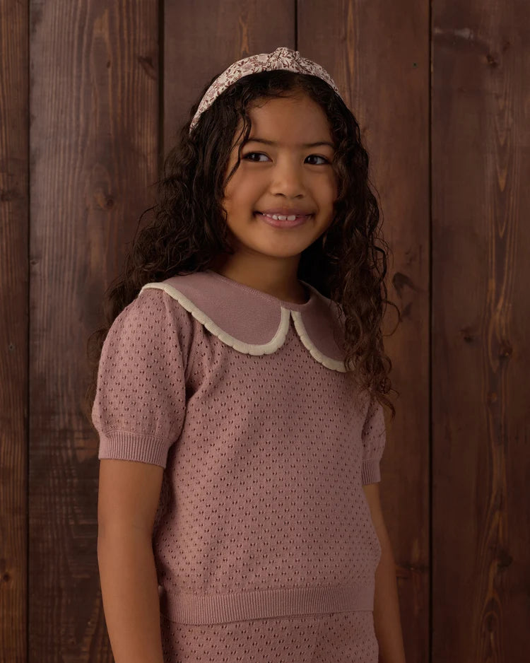 Pointelle Collared Top