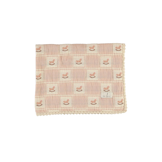 Rocking Horse Blanket - Shell Pink Horse Patchwork - Baby Size