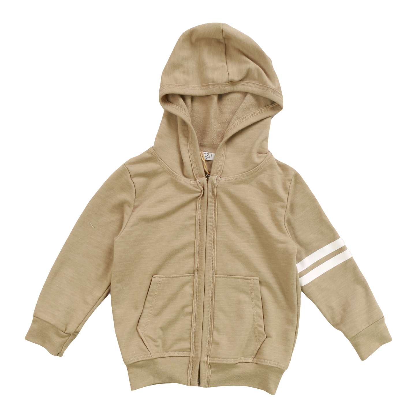 LS Hooded Zip with Pouch White Stripes
