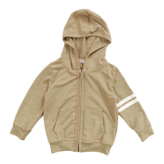 LS Hooded Zip with Pouch White Stripes