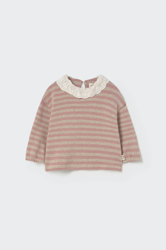 Soft Stripes Knit Baby Collar Sweater