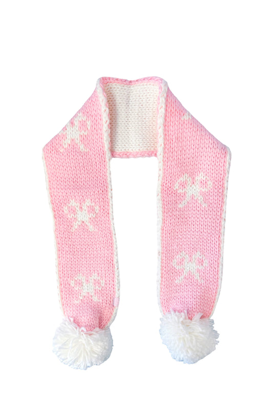 White, Pink Bow - Scarf