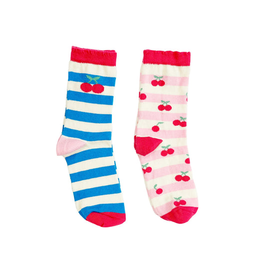 Cherry Stripe 2 Pack Socks