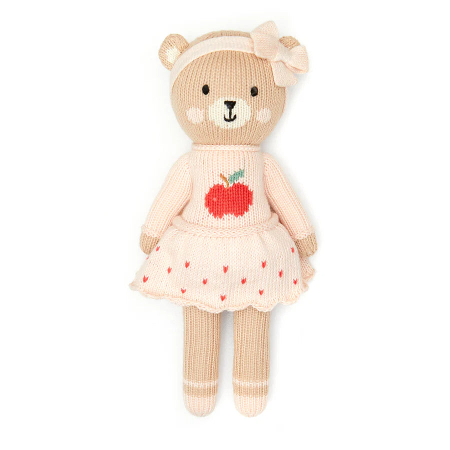 Emma the Bear with Apple - Pink/Red