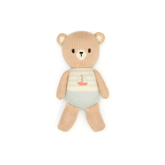 Baby Bear with Sailboat - Light Blue & Natural