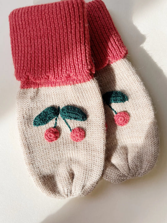 Sonja Knit Mittens - Beige Melange - 12/18M