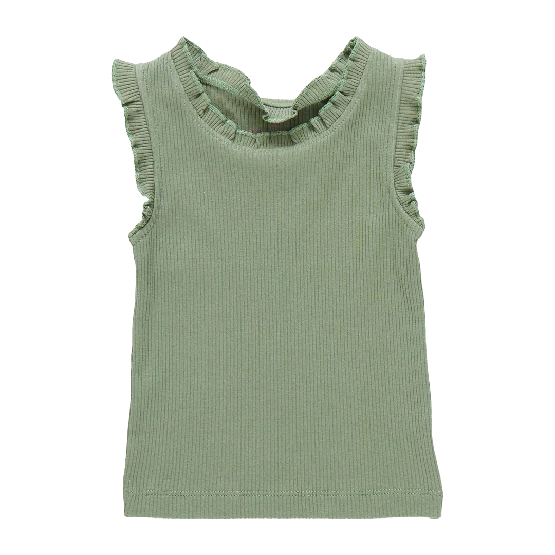 Girls Organic Ruffle Rib Tank