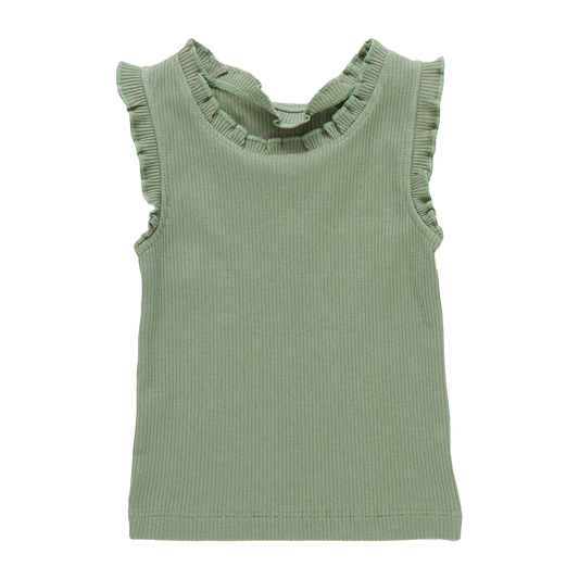 Girls Organic Ruffle Rib Tank