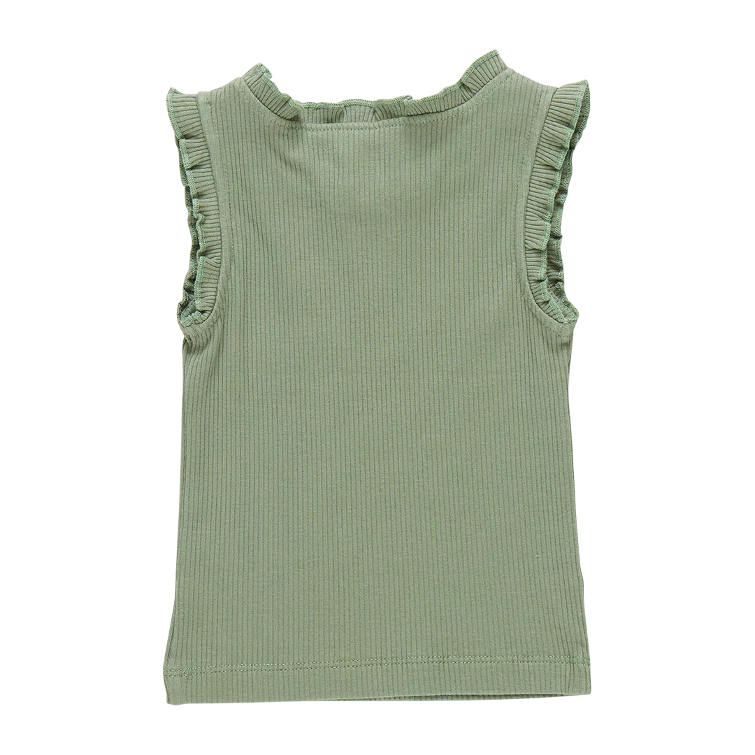 Girls Organic Ruffle Rib Tank
