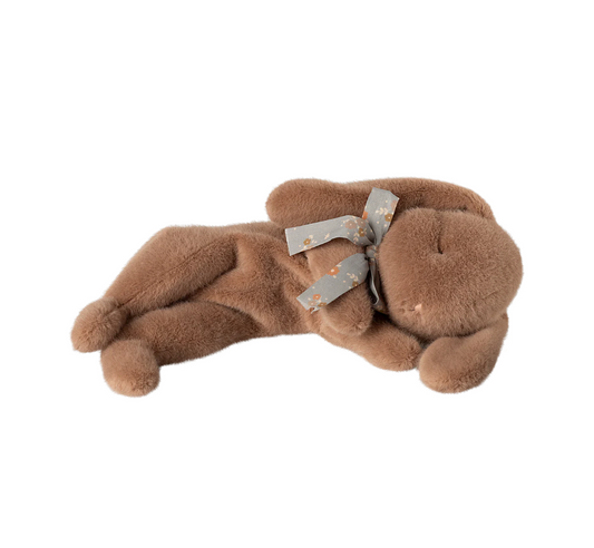 Sleeping bunny plush, Small - Soft Brown