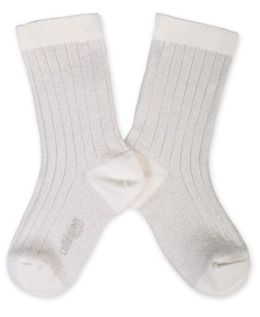 Victorie-Glitter Ribbed Crew Sock-908 -7.5/10.5