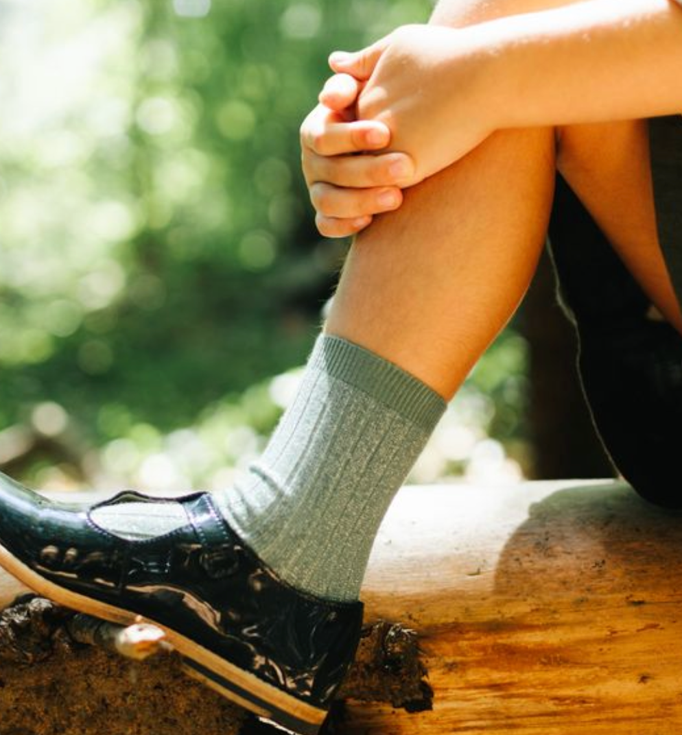 Victorie-Glitter Ribbed Crew Sock-908 -5/6.5