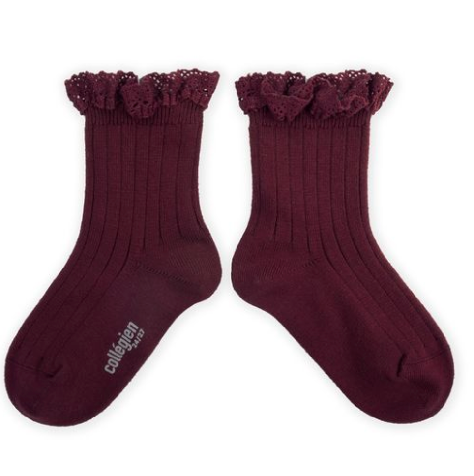 Lili - Lace Trim Ribbed Ankle Socks - 640 - 7.5/10