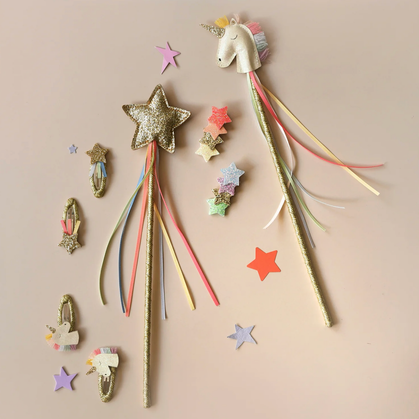 Rainbow Shimmer Star Clips