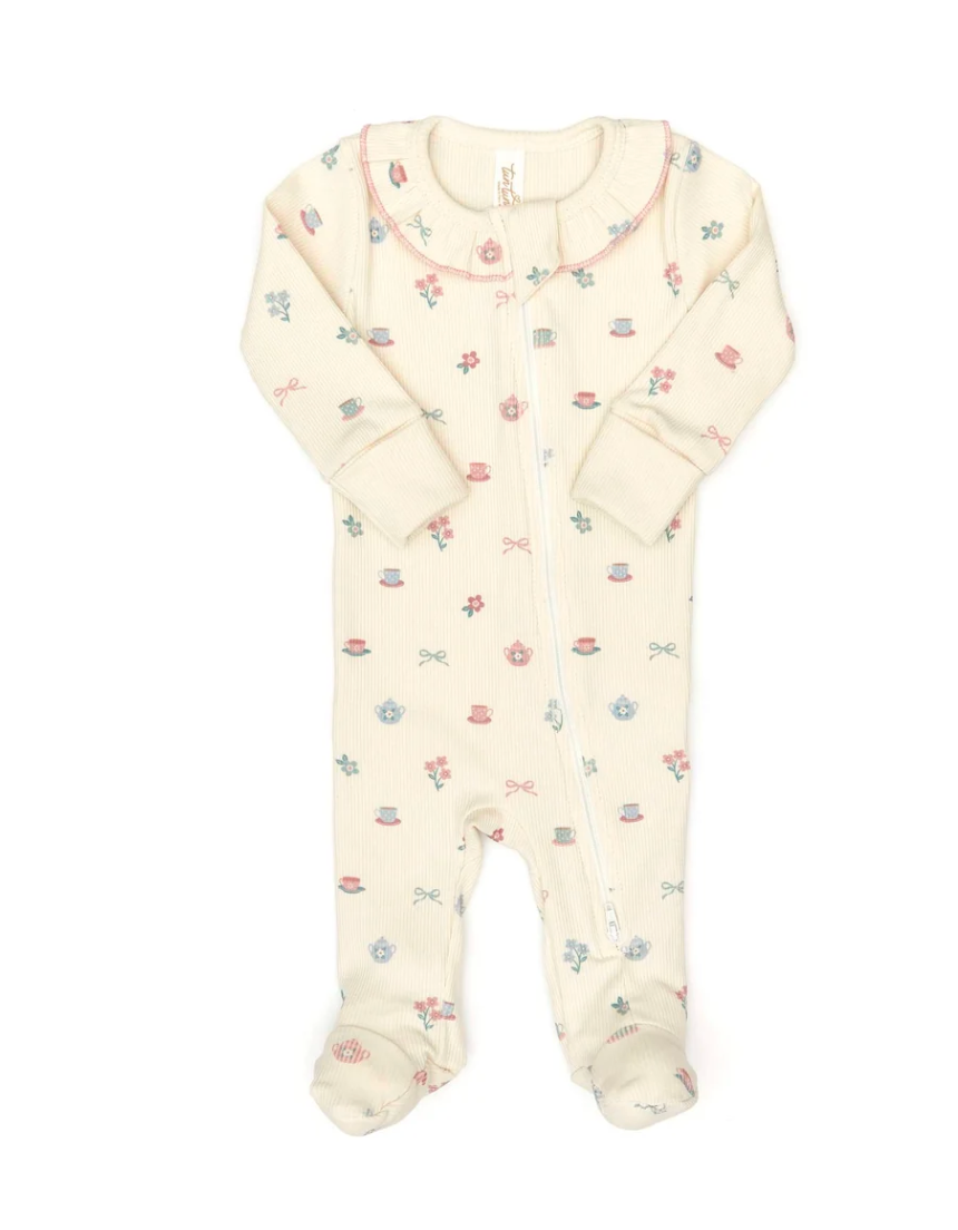 Ruffle Double Way Zip Ribbed Footie
