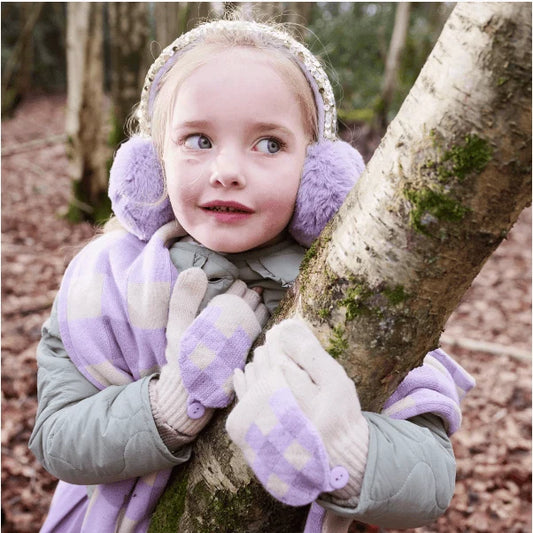 Shimmer Sequin Earmuffs Lilac