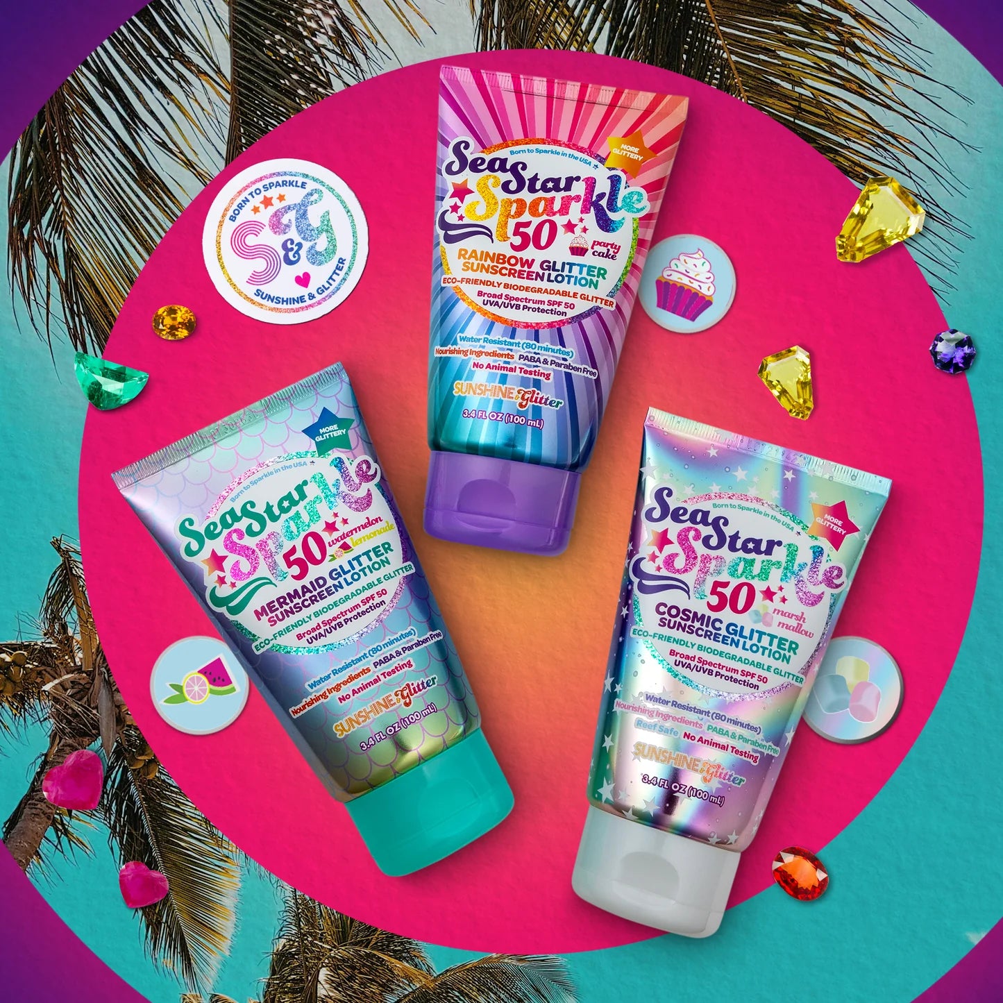 Sea Star Sparkle Party Cake SPF 50 Glitter Sunscreen