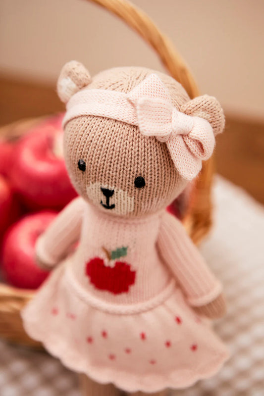 Emma the Bear with Apple - Pink/Red