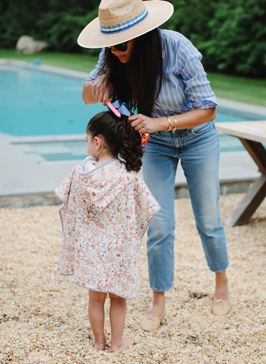 Rosy Coral Reef Swim Poncho