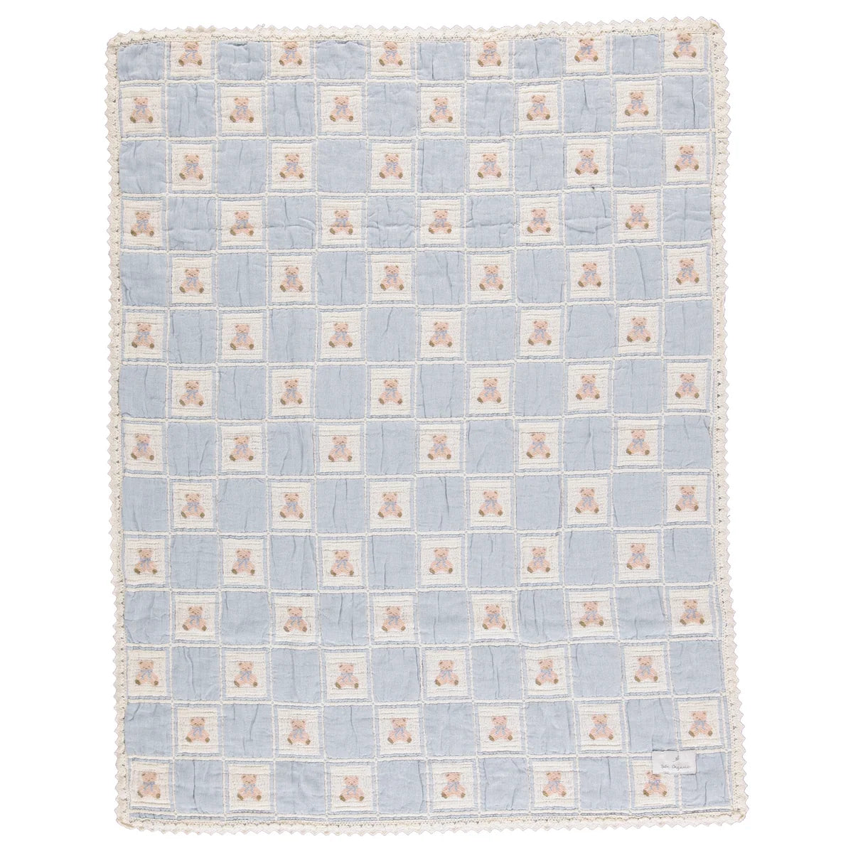 Teddy Bear Blanket Blue Patchwork