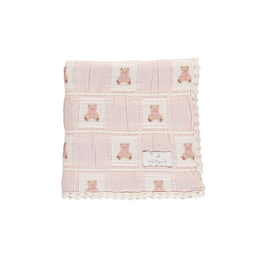 Teddy Bear Blanket - Mauve Teddy Patchwork - Baby Size