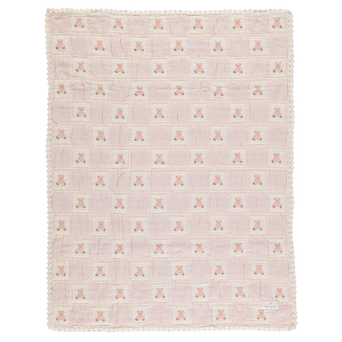 Teddy Bear Blanket Mauve Patchwork