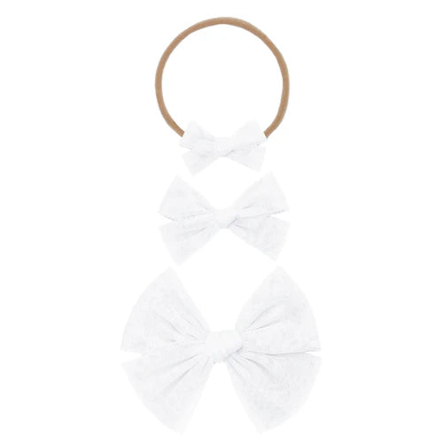 Tulle Bow - White Headband - Large