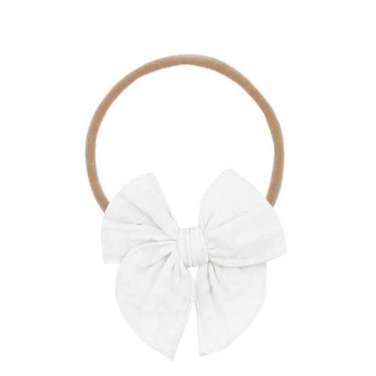 Cloud Muslin Heirloom Bow - White Headband