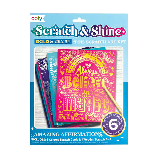 Scratch & Shine: Foil Scratch Art Kit - Amazing Affirmations