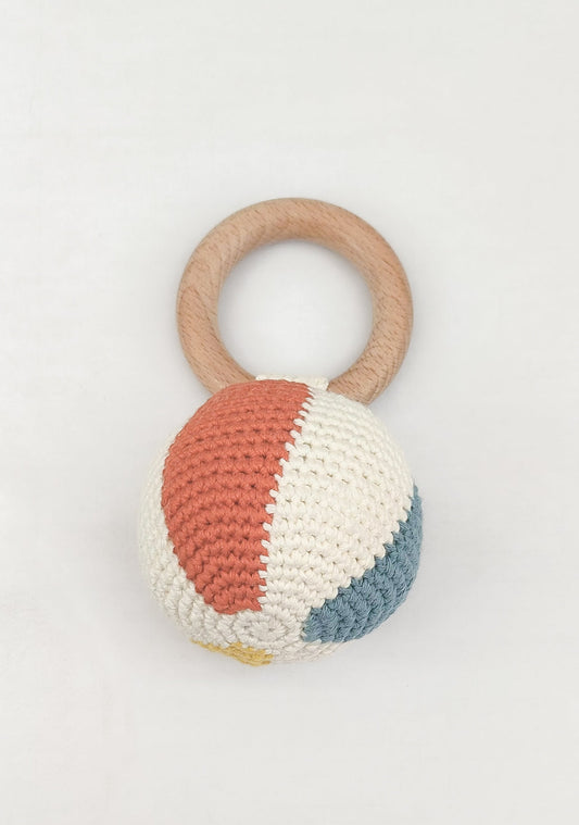 Teether Beach Cotton Crochet Rattle Ball - Orange