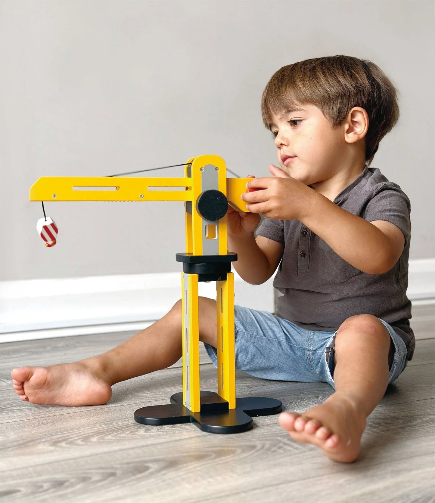 Wooden Big Yellow Toy Crane – 3+ Years