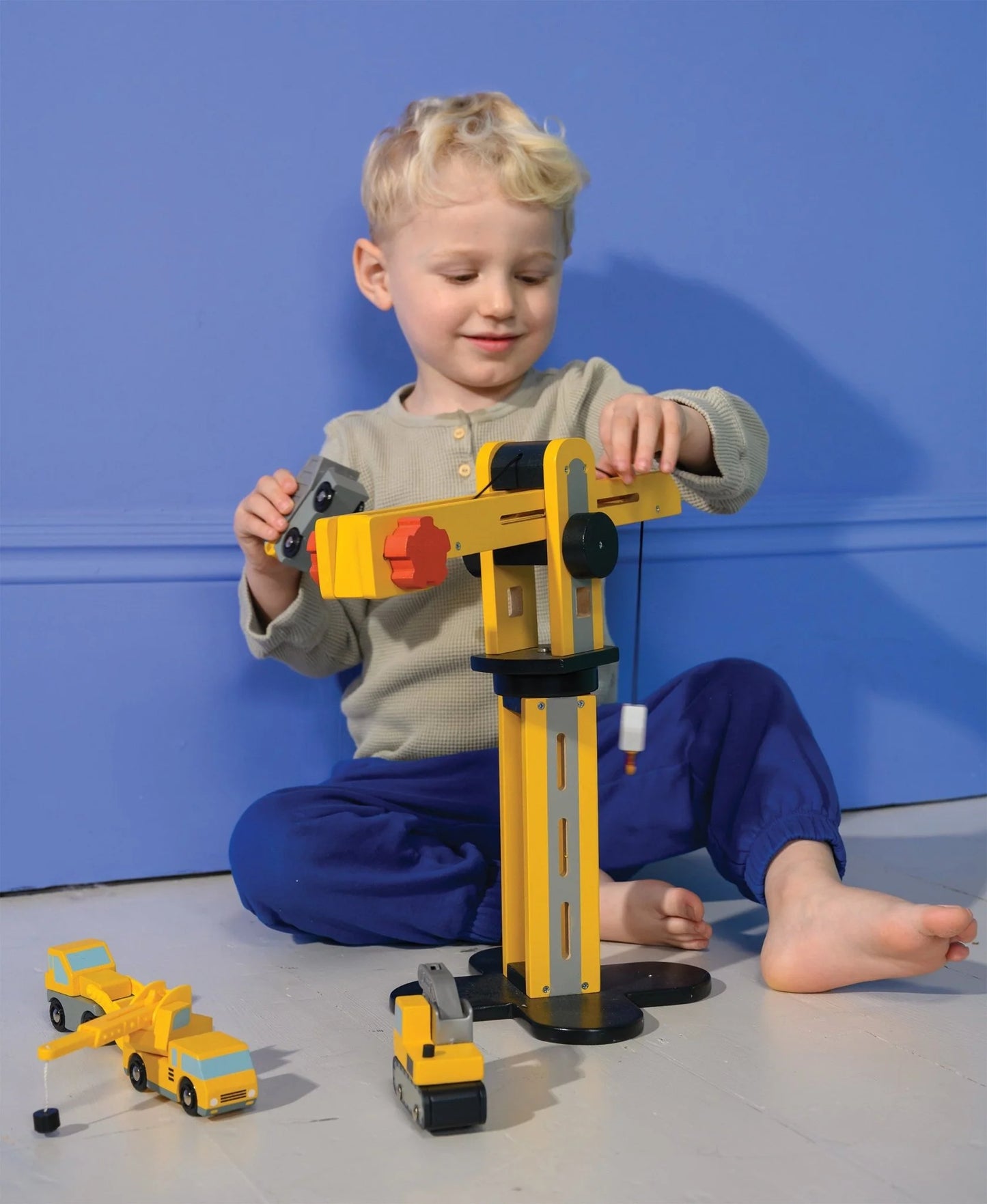 Wooden Big Yellow Toy Crane – 3+ Years