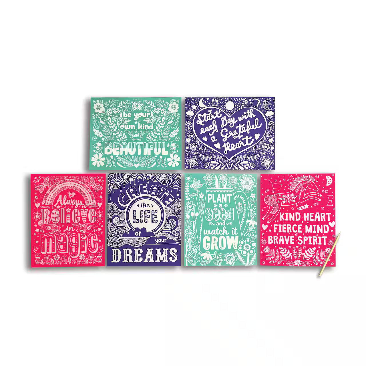 Scratch & Shine: Foil Scratch Art Kit - Amazing Affirmations