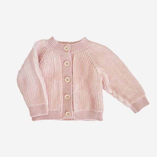 Cotton Brioche Cardigan Blush 0-6M