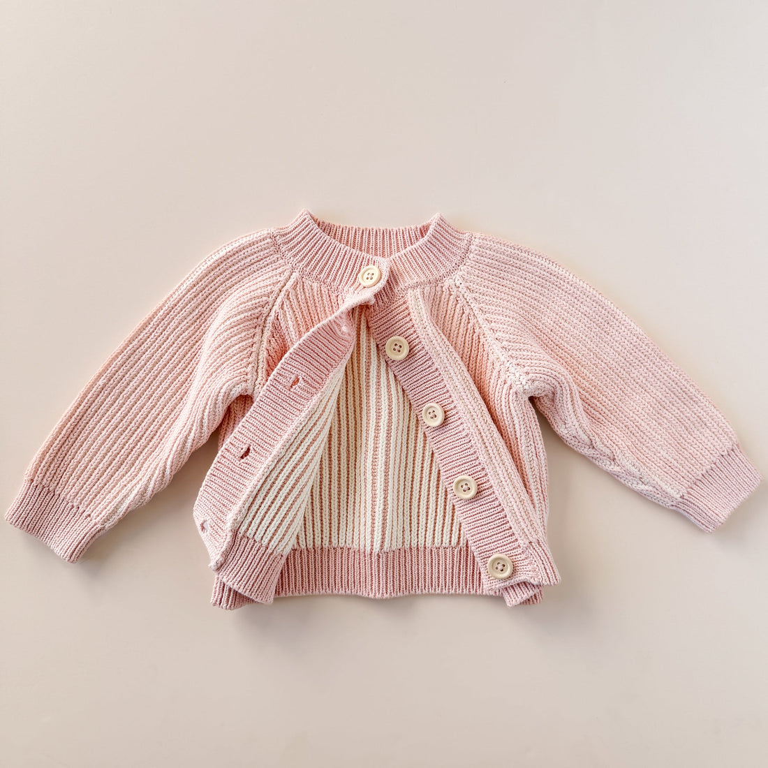 Cotton Brioche Cardigan Blush 0-6M