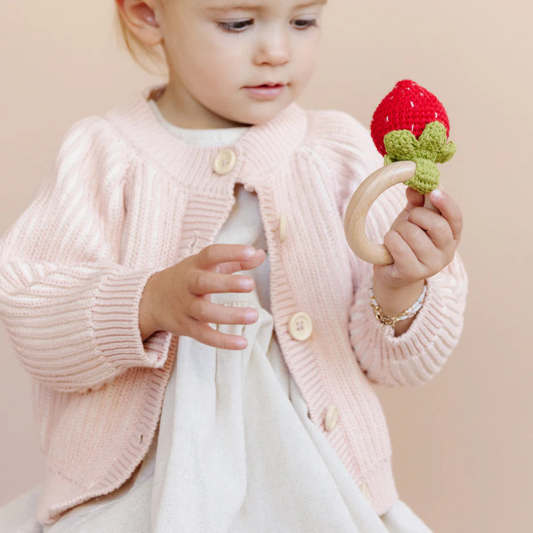 Cotton Brioche Cardigan Blush 2-3Y