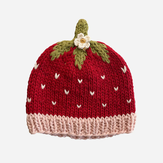 Cotton Strawberry Beanie Red 2-5Y