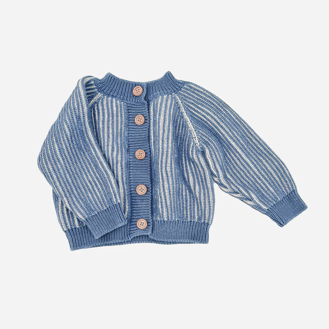 Cotton Brioche Cardigan Blue 2-3Y